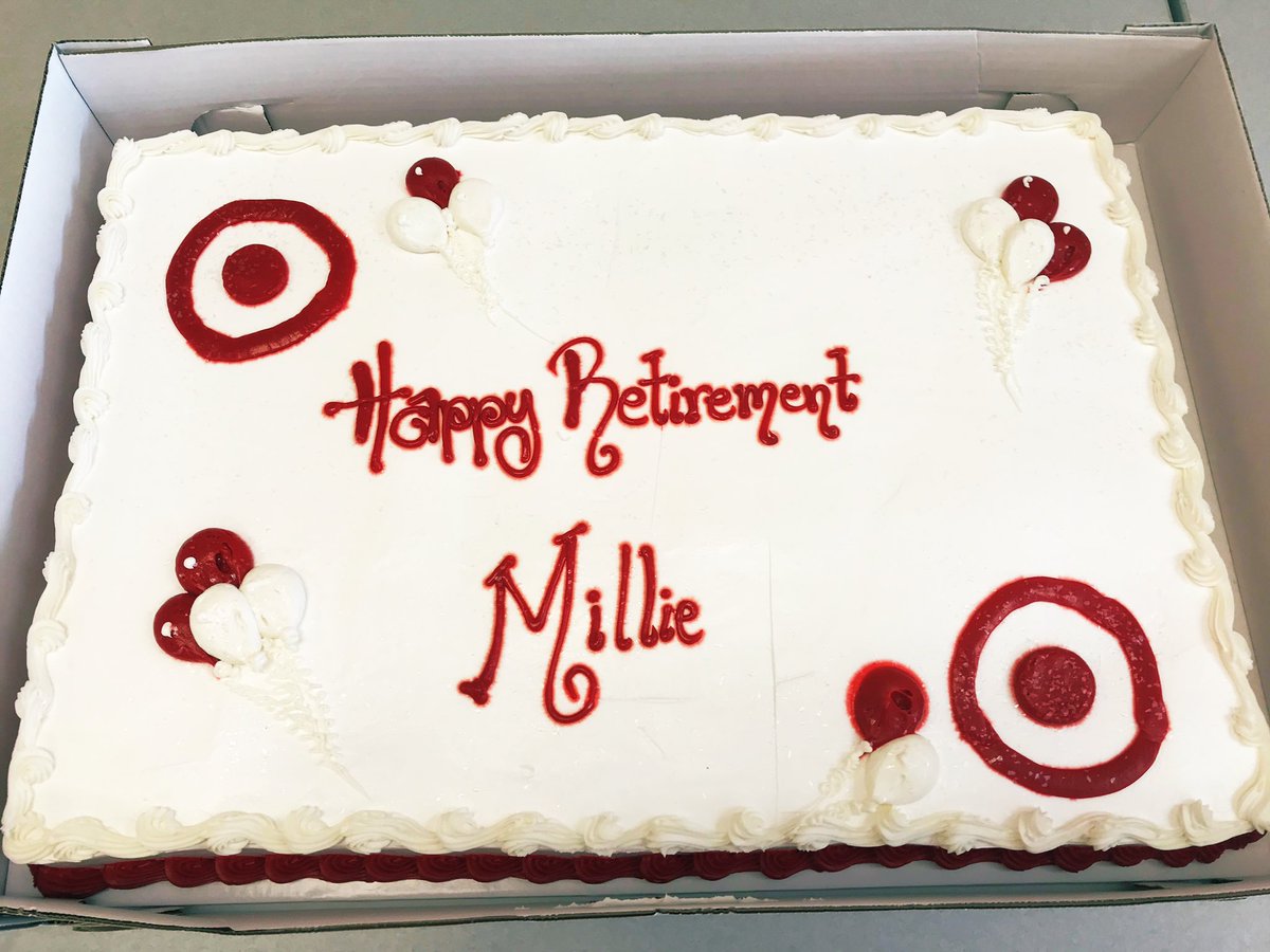 Congrats on retirement Millie! We appreciate everything you’ve done for our team!! After almost 15 years with Target the #T2095 leadership team  wishes you the best!!🤩🎯 <a href="/TaylerNol/">tayler</a> <a href="/PattonShalee/">Shalee Patton</a> <a href="/casey_stelzer/">Casey Stelzer</a> <a href="/ThatTJBurns/">TJ Burns</a> <a href="/crw12tarheel/">Chuck Williams</a> <a href="/KevinKaminski10/">Kevin Kaminski</a> @Devenn_Williams