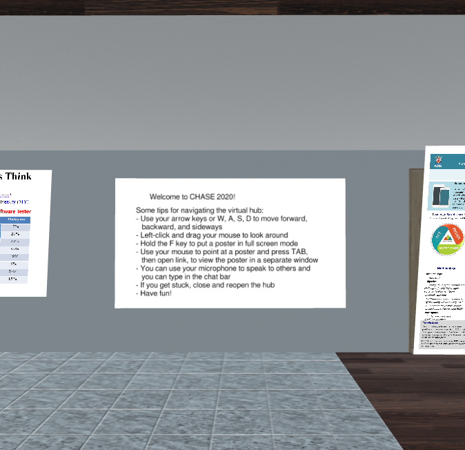 chrisma0's tweet photo. Alright! Finally got the 3D @mozilla Hub environment loaded that allows the virtual @CHASEWorkshop participants to mingle and look at posters! That's a lot of JS!
@ICSEconf #chase2020 #virtualMingle https://t.co/j8eP29mkCT