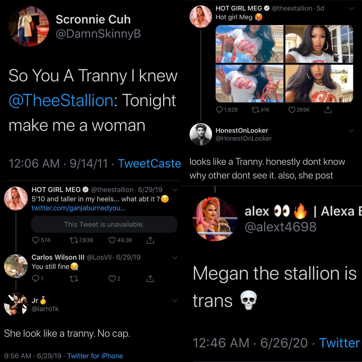 Megan Thee Stallion has faced a lot of transphobia as well due to her height, build, facial features, and demeanor. I know this one is going to bring skepticism so I made sure to post receipts with it. So if this one makes anyone feel a way, go tell them about it, not me.