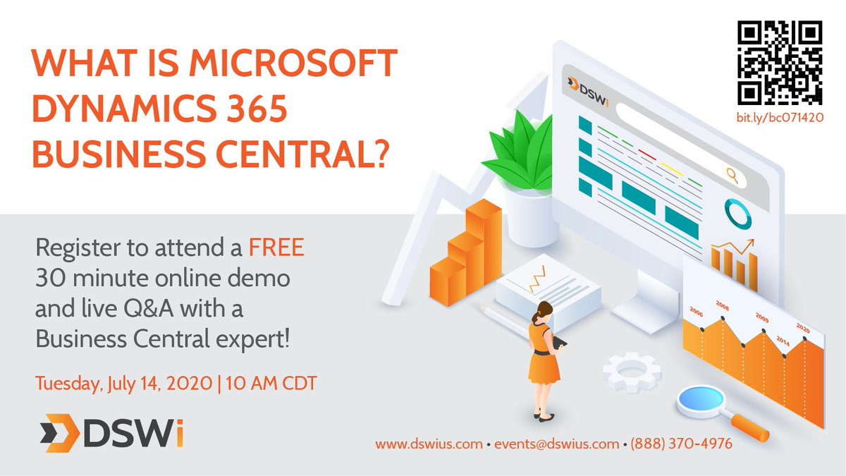 Register today for a free tour of Microsoft Dynamics 365 Business Central, and see why over 6,000 customers in more than 40 countries trust it to grow their business every day. 
bit.ly/bc071420 (or scan QR code) 
#MSDYN365BC #CloudERP #SaaS #HelpingYourBusinessGrow