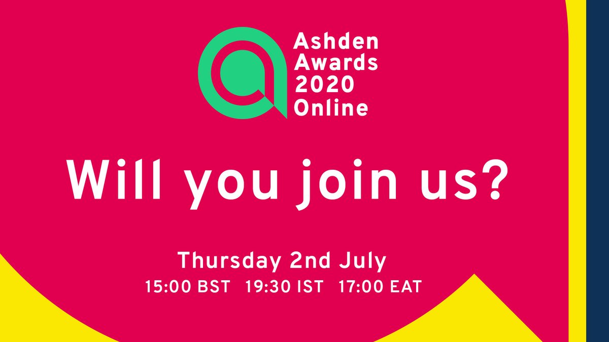 🏆 Today is the first ever virtual Ashden Awards 🏆

Become inspired by 11 climate heroes from around the world that are fighting the climate crisis with the most innovative solutions. 💚

👇 Watch live at 3pm BST 👇

eventbrite.co.uk/e/2020-ashden-…

#Ashden20 | #LCAW2020 | #COP26