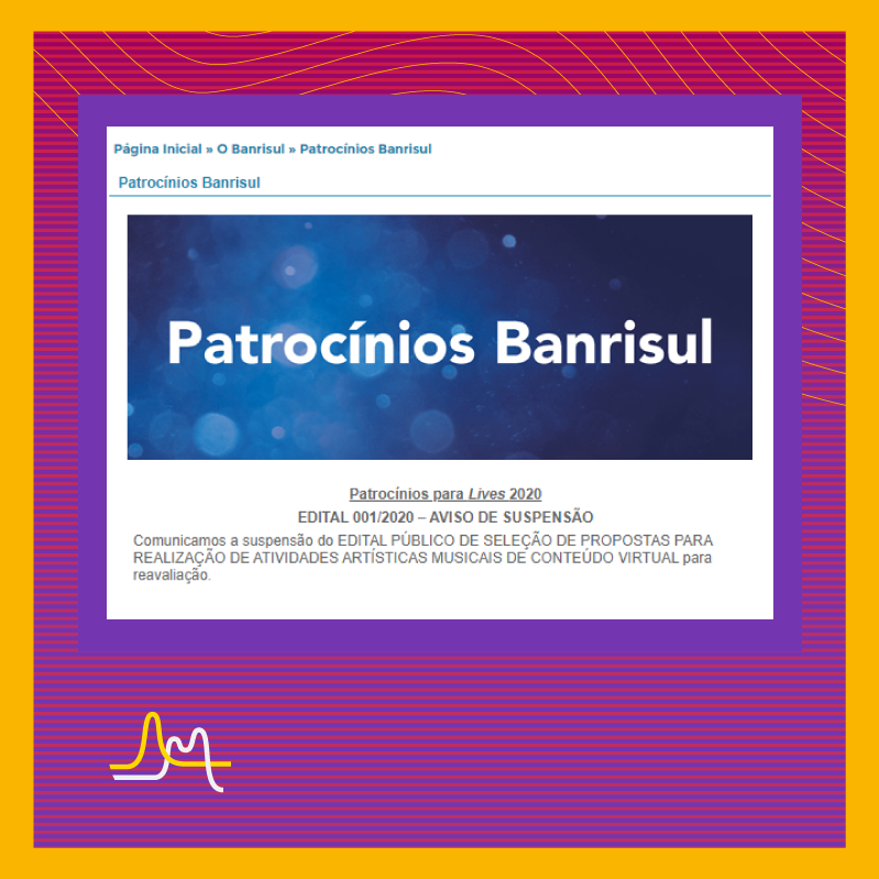 AmplaRs's tweet photo. Ontem o @Banrisul anunciou a suspensão do Edital Emergencial de Patrocínio para Lives Musicais 2020. A FAmM apoia a suspensão do Edital e destaca a importância de que esse edital seja rapidamente reformulado e que outros sejam elaborados com foco em mais áreas da cultura. https://t.co/tYP0jUD7RQ