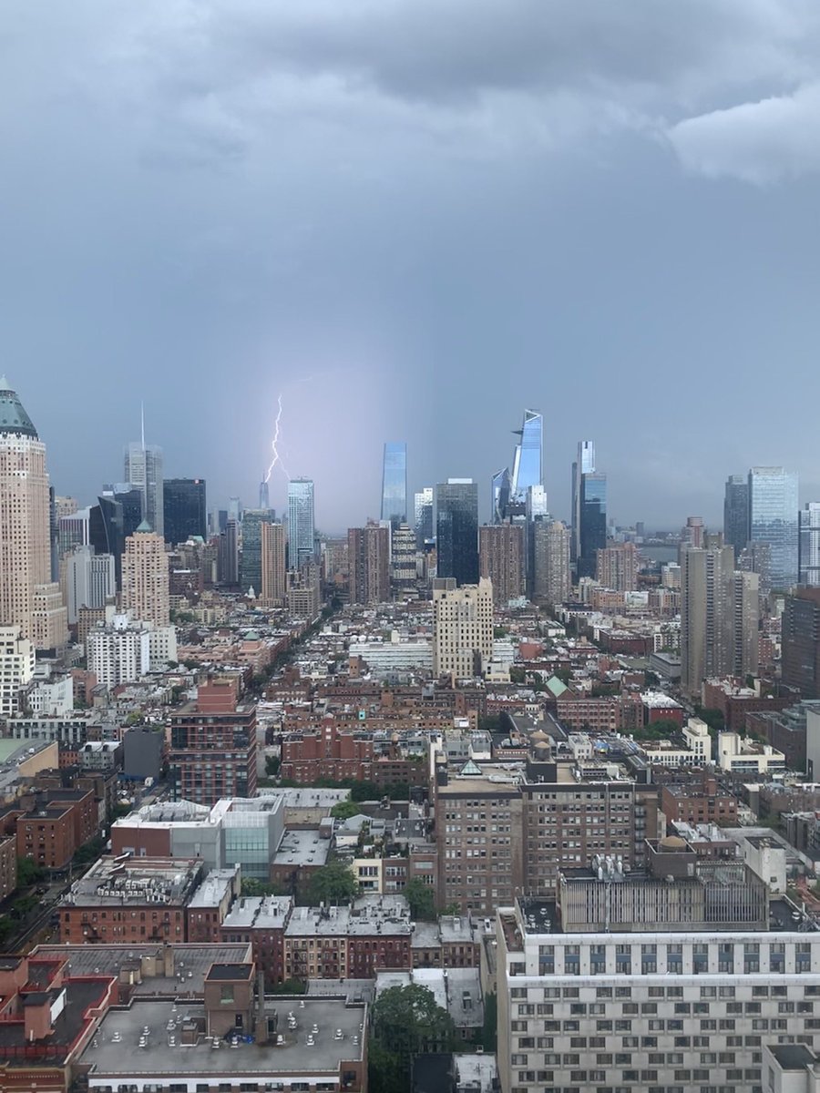 Not a filter- not edited at all. Check out the halo of light striking #NYC just now- #lightning storm