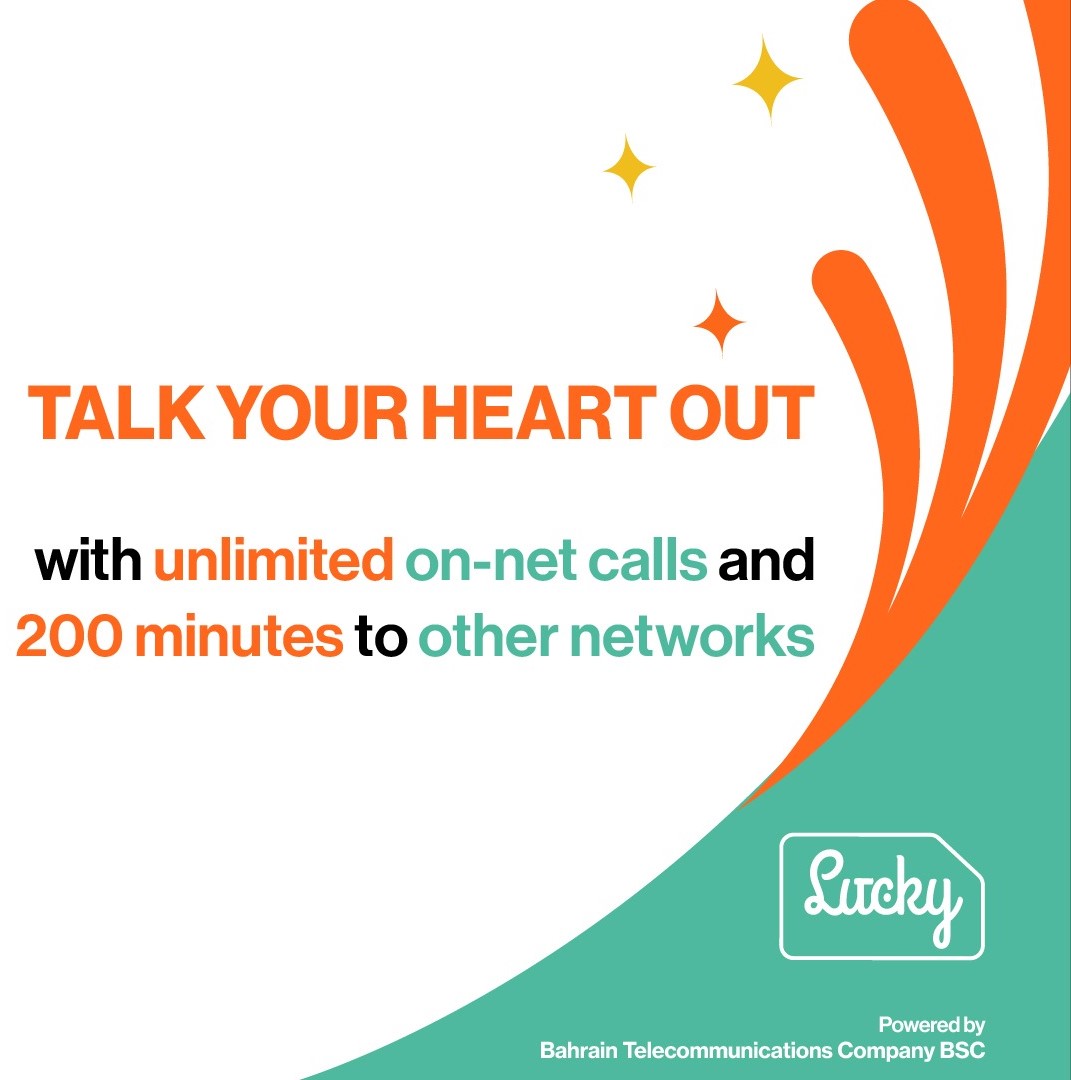 Lucky_bahrain's tweet photo. Talk your heart out with unlimited calls to your friends and family on the Batelco network Order your sim now! Call 123 for more information #lucky #luckybahrain https://t.co/gQCgNAUZeb
