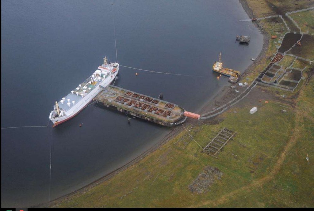 A 200,000 acre 10,000 head cattle ranch for sale in one of the most picturesque States… Alaska.
 
Rounding up the herd with helicopters while a volcano is looming in the background would be interesting. Instead of semis and cattle pots, you load directly onto carrier ships.