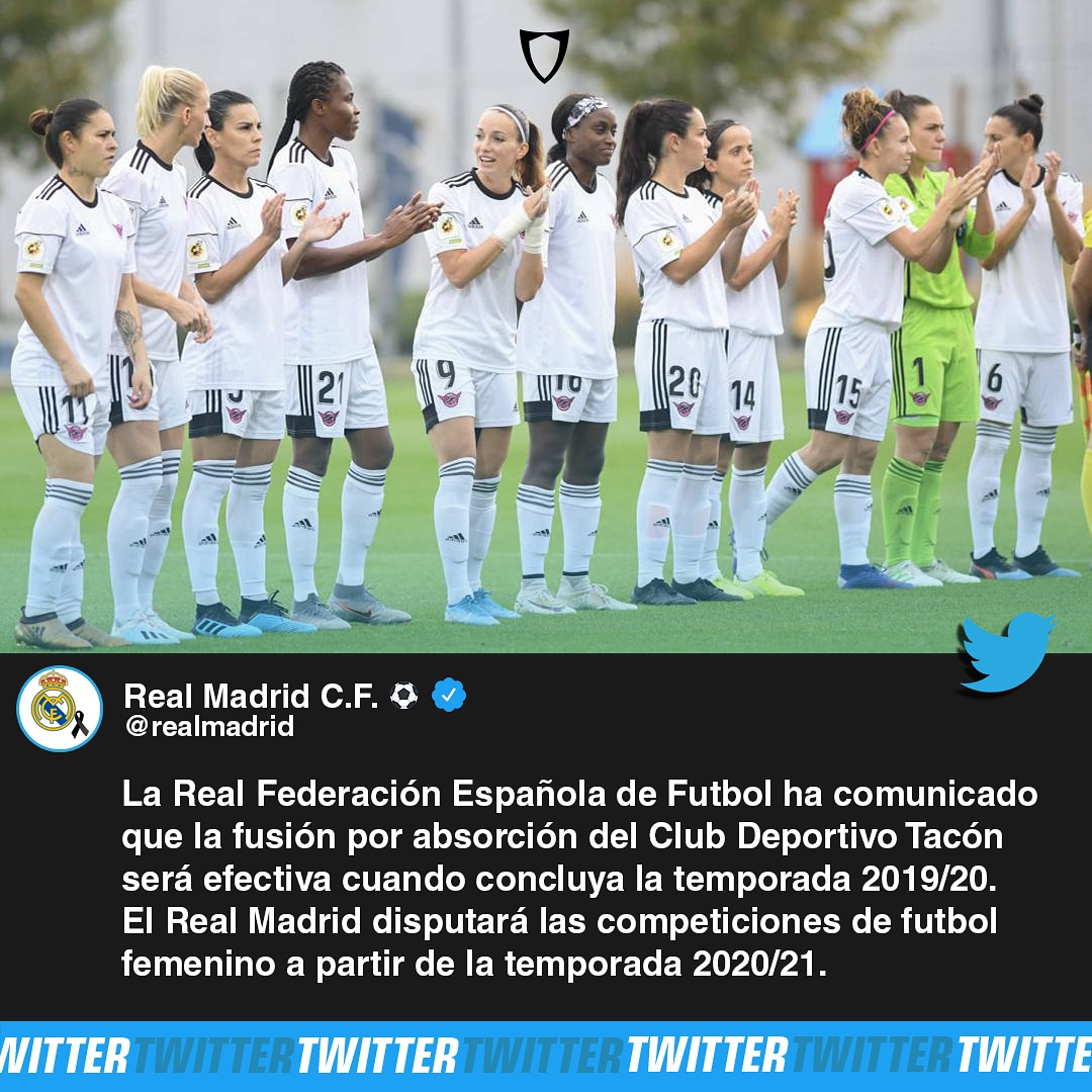 fanbolero's tweet photo. ¡YA ES UN HECHO!

El @realmadrid tendrá representativo femenil a partir de la próxima campaña 😍⚽🙋🏻‍♀️🇪🇦

#RealMadrid #CDTacon #LaLiga #LigaIberdrola #Oficial #SoyFanbolero https://t.co/LMKCvrgLQH