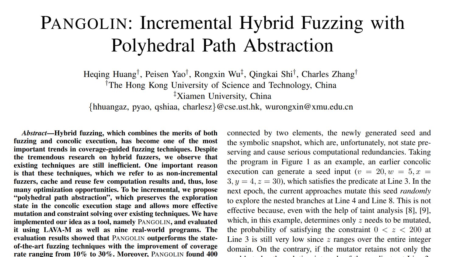 Caroline Lemieux Pangolin Hybrid Fuzzing But Instead Of Getting A Single Input From Symexec Get An Over Approximation Of The Path Condition Of Interest Then Fuzz By Sampling Randomly From Caroline Lemieux Pangolin Hybrid Fuzzing But Instead Of Getting A Single Input From Symexec Get An Over Approximation Of The Path Condition Of Interest Then Fuzz By Sampling Randomly From