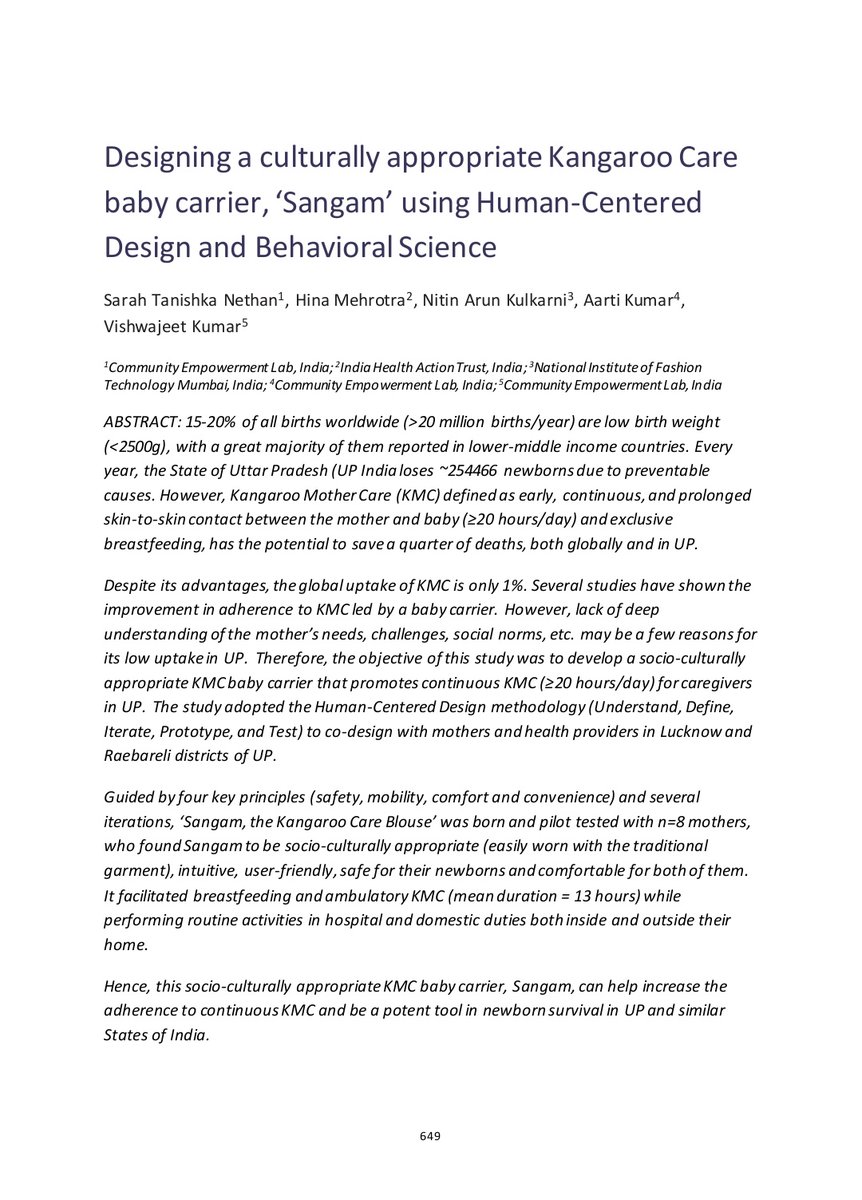 Sarah Nethan (@nethan95) on Twitter photo My first research article is now published in <a href="/design4health/">Design4Health</a> Conference Online Proceedings, Vol4. I'm just so humbled and grateful 🙌❤️ research.shu.ac.uk/design4health/…
<a href="/Vishwajeet_CEL/">Vishwajeet Kumar</a> <a href="/aarti_CEL/">Aarti Kumar</a> <a href="/aarti_shivgarh/">Aarti Kumar</a> <a href="/pravahi/">Nitin Kulkarni</a> <a href="/Community_Lab/">Community Empowerment Lab</a> @NIFTMumbai1
#design4health #kangaroomothercare My first research article is now published in <a href="/design4health/">Design4Health</a> Conference Online Proceedings, Vol4. I'm just so humbled and grateful 🙌❤️ research.shu.ac.uk/design4health/…
<a href="/Vishwajeet_CEL/">Vishwajeet Kumar</a> <a href="/aarti_CEL/">Aarti Kumar</a> <a href="/aarti_shivgarh/">Aarti Kumar</a> <a href="/pravahi/">Nitin Kulkarni</a> <a href="/Community_Lab/">Community Empowerment Lab</a> @NIFTMumbai1
#design4health #kangaroomothercare