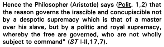 6/ Still, [[Z: Discipline = freedom]]. Letting the stallion loose leads to chaos (we'll have to go back to my teens for this lol). The model of a rider who has **compassionate mastery** over his stallion was the solution. This is an ancient insight. Here's Aristotle via Aquinas: