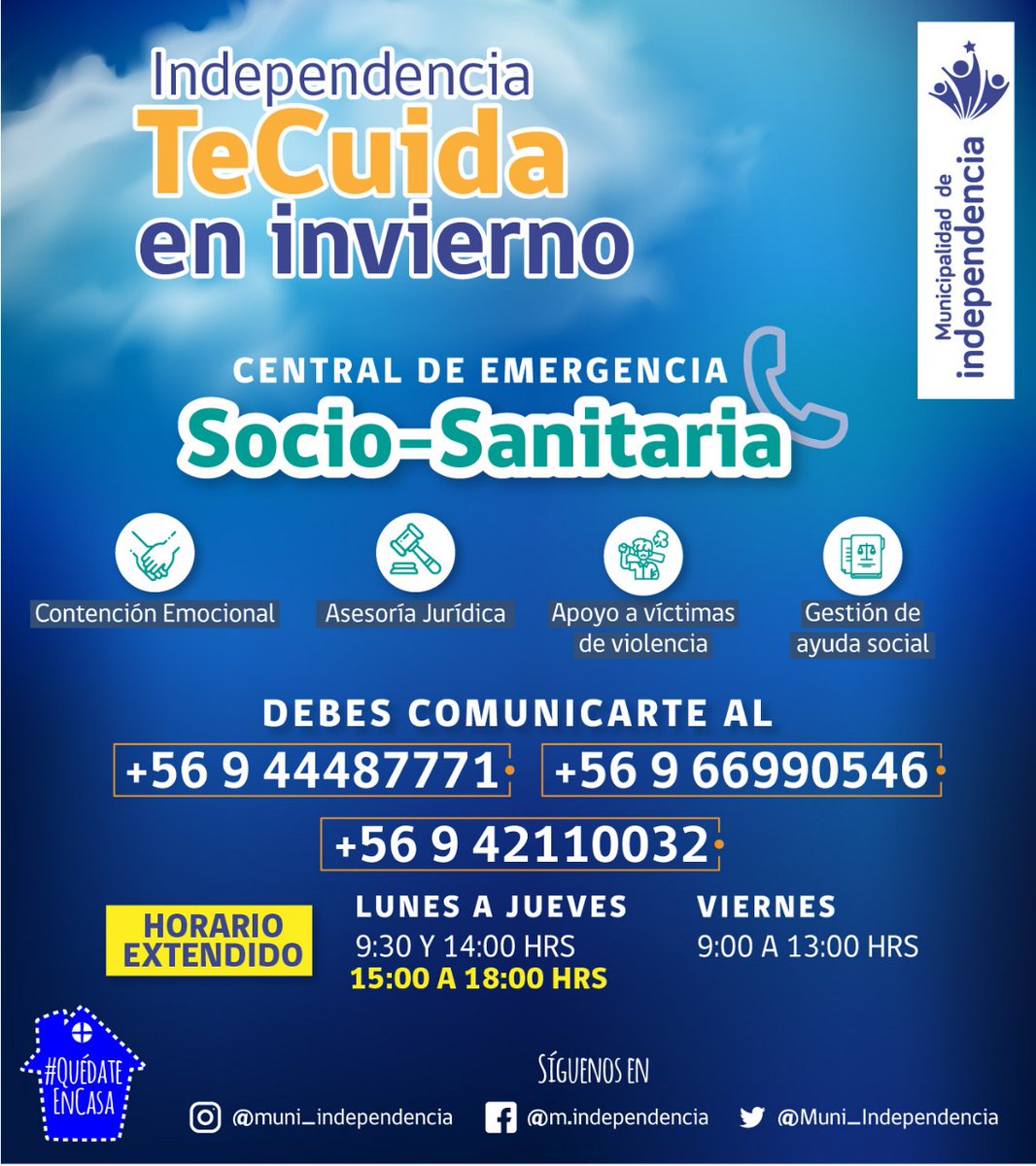 Muni_Indep's tweet photo. ¡Vecin@s! Les recordamos nuestros teléfonos de emergencia 👇

#IndependenciaSeCuida
#QuédateEnCasa https://t.co/2SGEeIPtRC