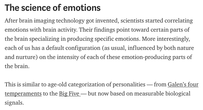 7/ The stallion and rider model is also consistent with modern neuroscience. In the book "Emotional Life of Your Brain," the techniques suggested for modifying default behavior are all "politic," to use Aristotle's word.  https://medium.com/life-tactics/14-tools-for-better-work-and-relationships-from-the-neuroscience-of-emotions-210de40ebebe