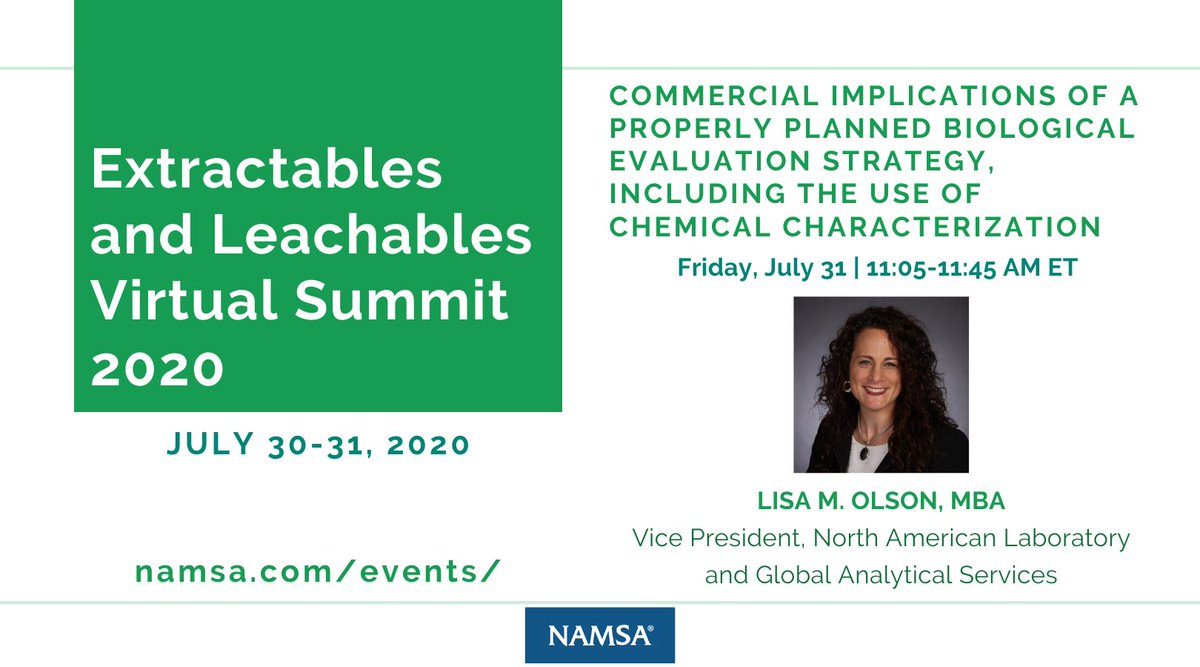 NAMSA_CRO's tweet photo. Join NAMSA July 30-31 for the Extractables and Leachables Virtual Summit! Learn more: https://t.co/APa8qjhB1e #CRO #medtech #medicaldevices #chemicalcharacterization #biologicalevaluation https://t.co/zUMEjHjniG
