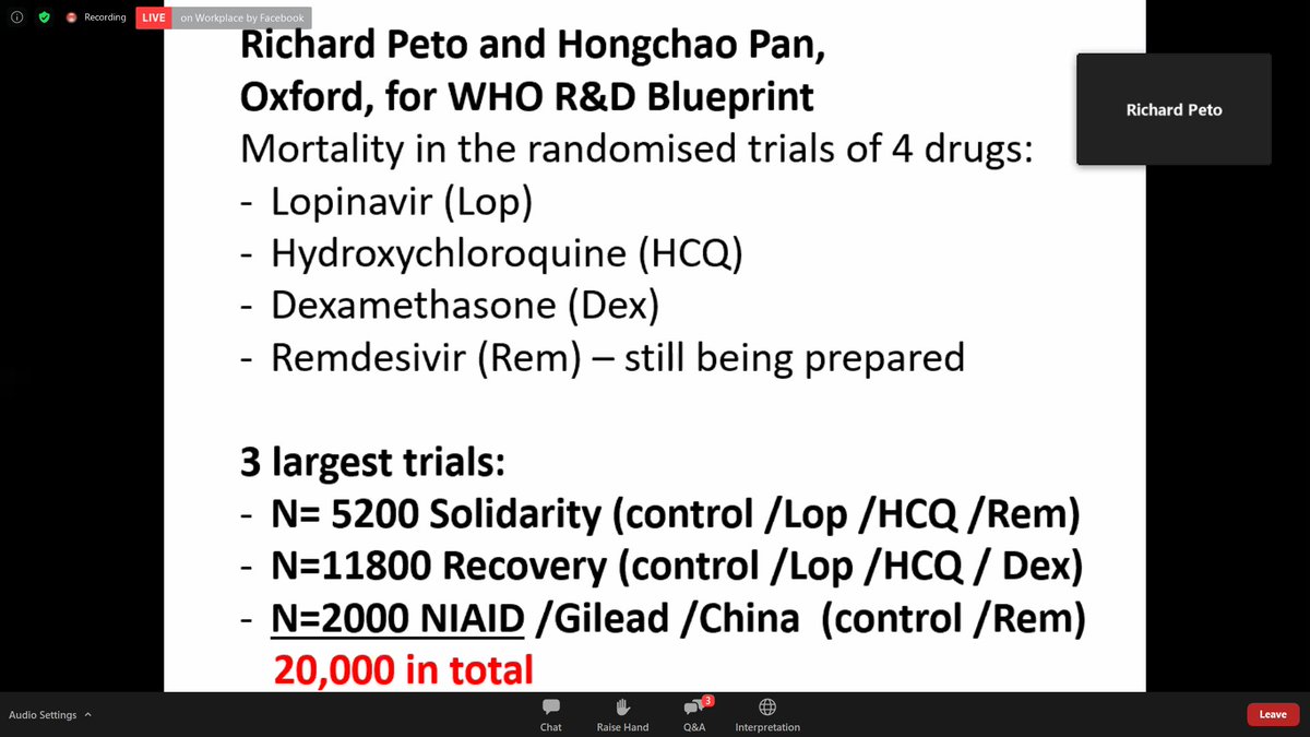 Richard Peto now discussing trial results on the following drugs: