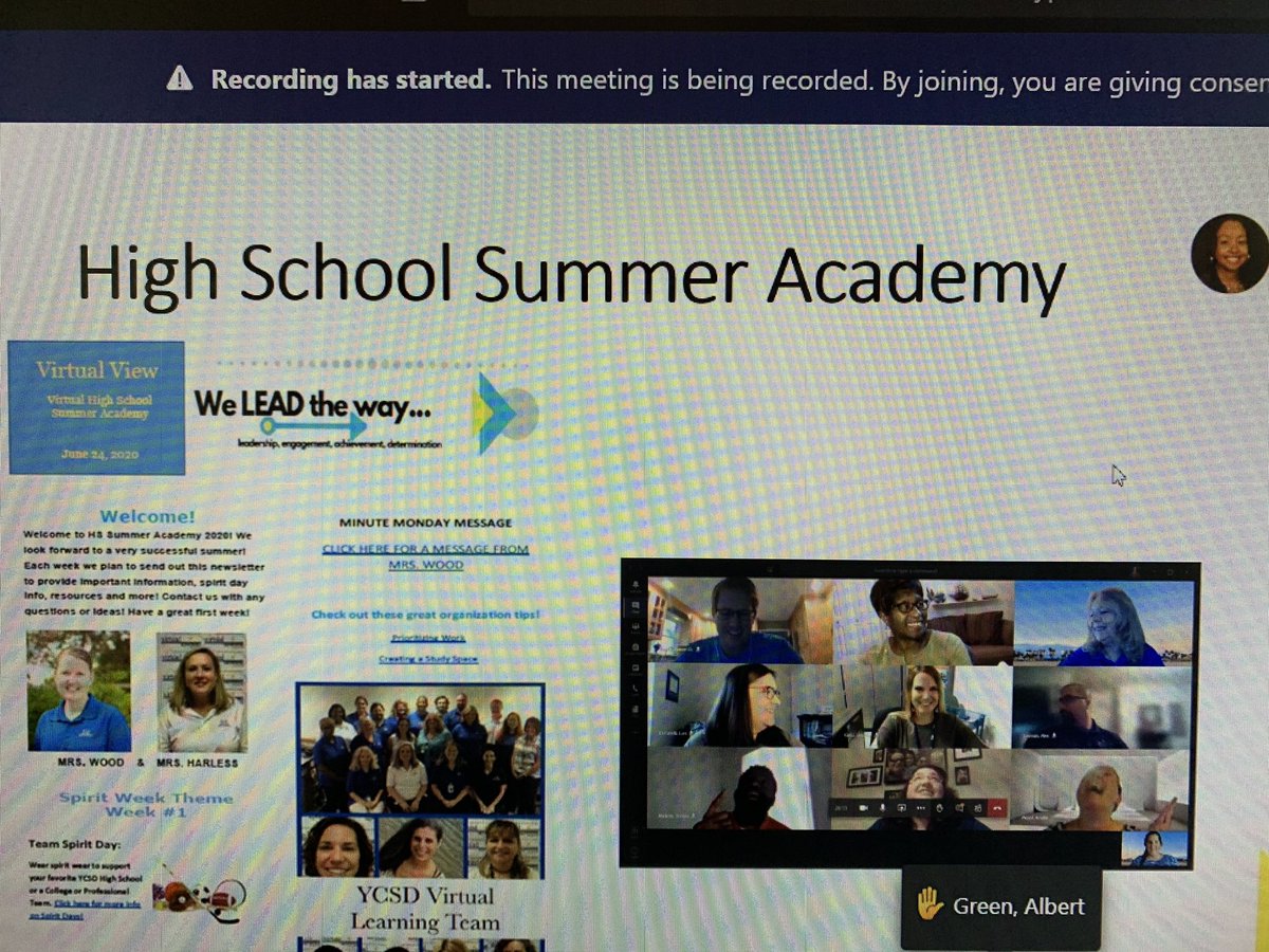 AaronBu86051341's tweet photo. YCSD Summer Academy Leaders and Teachers are “leading the way” with the new k-12 virtual learning summer academy format. #LeadYCSD https://t.co/7LS3JsyeqI