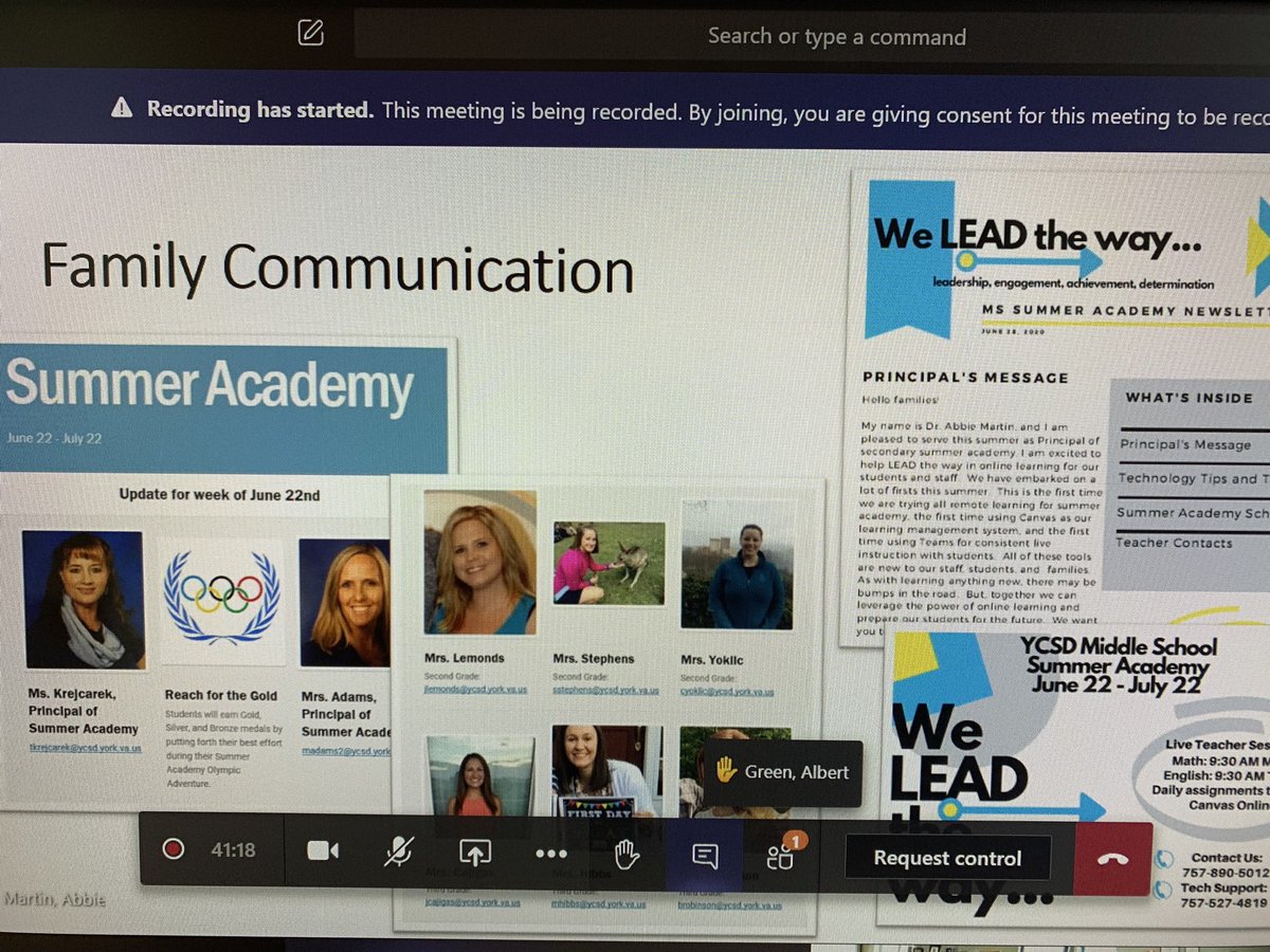 AaronBu86051341's tweet photo. YCSD Summer Academy Leaders and Teachers are “leading the way” with the new k-12 virtual learning summer academy format. #LeadYCSD https://t.co/7LS3JsyeqI