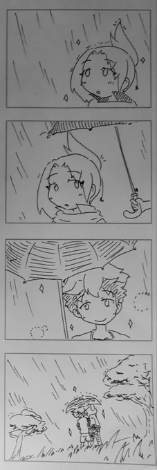 世界観ガン無視ケムリクサ4コマ漫画。
静かな雨の日。
#ケムリクサ 