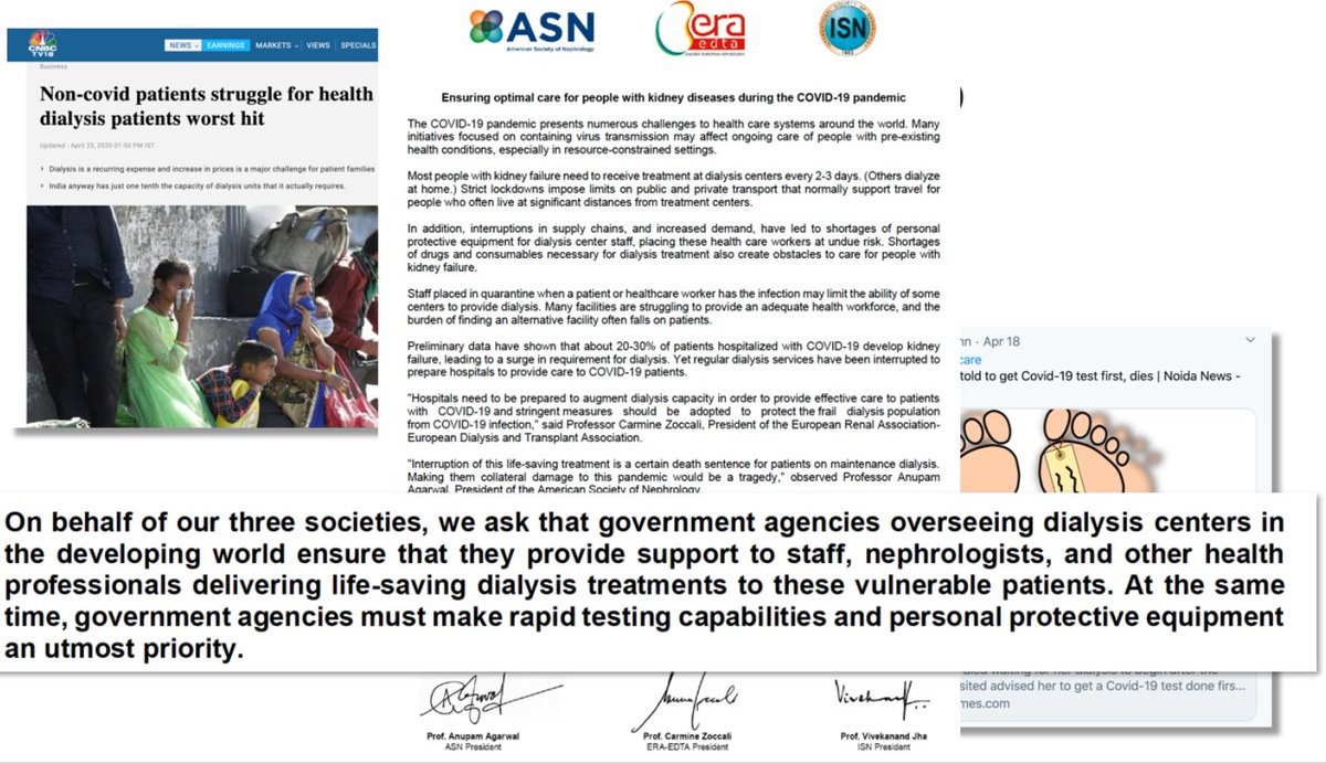 ISNkidneycare's tweet photo. #ISN_IPNAwebinar Patients with CKD and RRT are among those with highest risk, either by #COVID19 but also to keep from receiving their life-support treatment. Joint statement by @ISNkidneycare @ASNKidney @ERAEDTA
@vjha126 #K_D https://t.co/SbIEChCDNH
