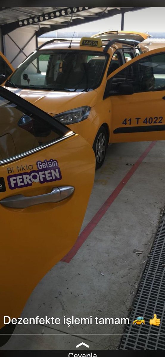 Taksilere dezenfente işlemi yapılmaktadır.

Uygulamamıza aşağıdaki linkten ulaşabilirsiniz:
ferofen.com/appIndir