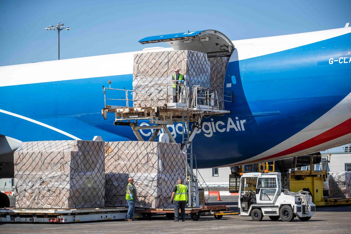PSDScotland's tweet photo. The final #PPE charter flight landed at Prestwick Airport in June packed with over 10million face masks. 

@nhsscotproc have now received over 100million Type II R face masks and large quantities of other crucial PPE supplies from this contract. 

[Images Jane Barlow/@PA] https://t.co/3CcuAgHWa0