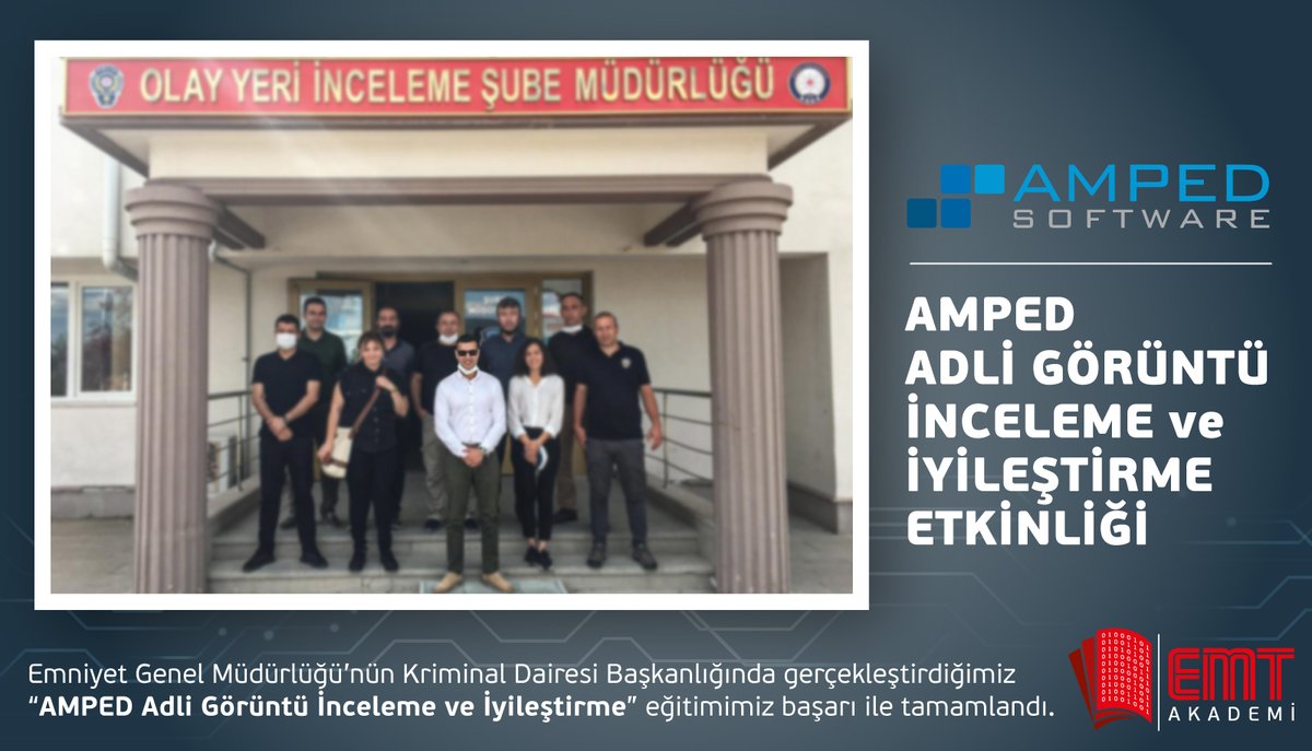 Emniyet Genel Müdürlüğü’nün Kriminal Daire Başkanlığı'nda gerçekleştirdiğimiz “AMPED Adli Görüntü İnceleme ve İyileştirme” eğitimimiz başarı ile tamamlandı.

#AdliBilişim #DigitalForensics #AmpedSoftware