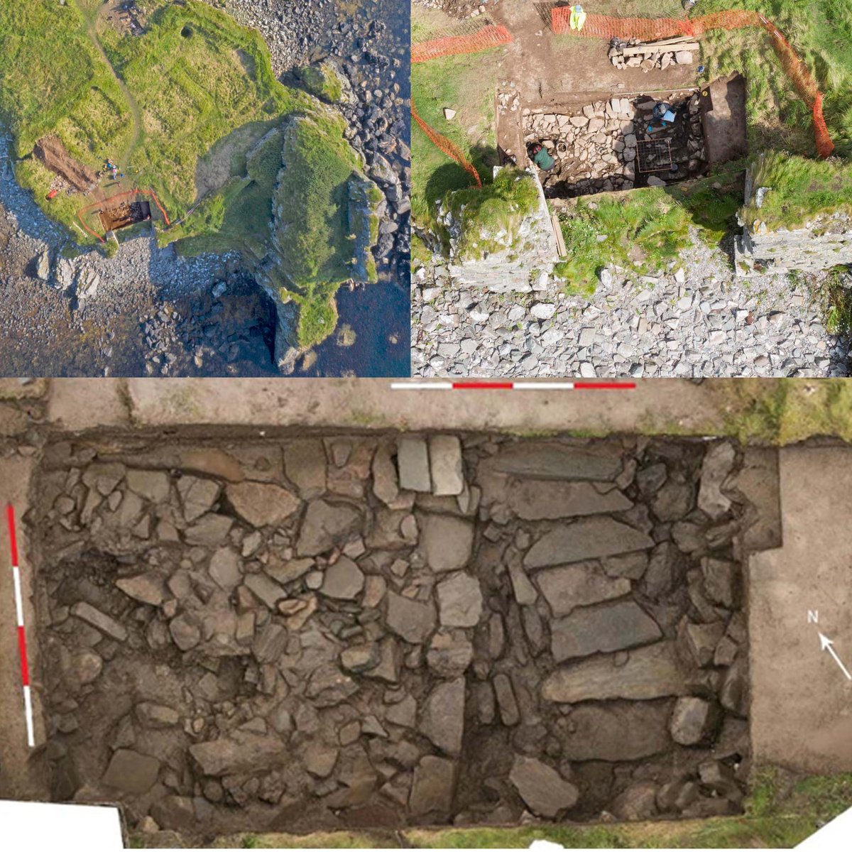 islayheritage's tweet photo. One of the most iconic features of Dunyvaig Castle is the sea gate. Our Trench 2 revealed an intriguing sequence of modifications to the aperture of the sea gate including a stone than a turf platform and a lovely set of steps. #islayheritage #Dunyvaig #ScotlandDigsDigital https://t.co/LoOkAZdpiE