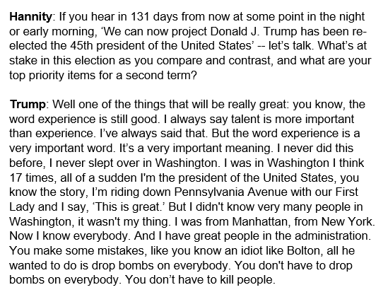 KPrairie2's tweet photo. @Alex_John_7 @jeremymbarr This is Hannity asking Trump a softball question. Not only can Trump not answer it, this goddamn rambling mess shows point blank the misfiring neurons. https://t.co/1LR2R67ceg