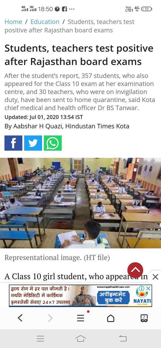 Juristsks's tweet photo. #RIPNTA
#wakeupHrdpostponedNEEJEE
Students,Teachers test Positive After Rajasthan Board Exams 357 students & 30 Teachers who are Part of Class 10 Board Exams Now Sent to Home Quarantine. It Creates #PanicSituation @HRDMinistry how much be Prepared to Conduct nation wide Exams? https://t.co/n5CKZ0J8XC