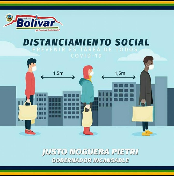 #01Jul Durante esta semana de flexibilización impulsado por el presidente <a href="/NicolasMaduro/">Nicolás Maduro</a> debes mantener el distanciamiento Social, así como el uso del tapabocas, así prevenimos el Coronavirus.
 @GobJustoNoguera <a href="/MinSaludVE/">MPPSalud</a> <a href="/AlvaradoC_Salud/">Carlos Humberto Alvarado González</a> <a href="/sec_gob/">secretaria de Gobierno 2</a> @PrensabolivarG