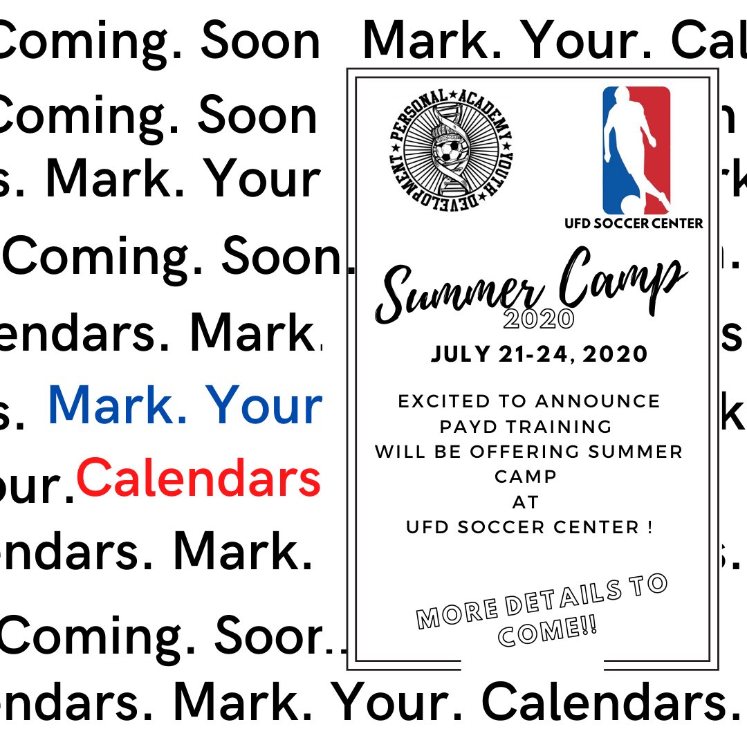 SoccerUfd's tweet photo. Looking for some extra training  this month ??? 
We have summer camp coming offered by @PAYD!
Mark your calendar and look for more details coming soon!!! #ufdsoccer #forneytx #forneyfutbolito #summercamp #soccerskills #paydfamily https://t.co/OGdeRXwdeH