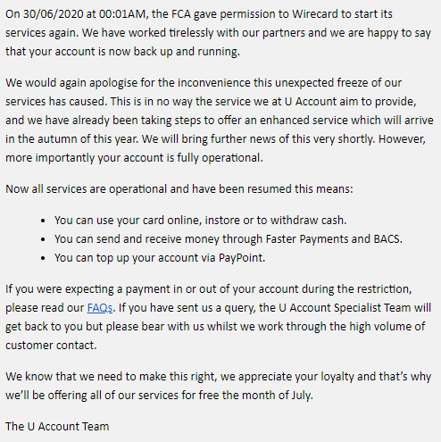 A statement from U: