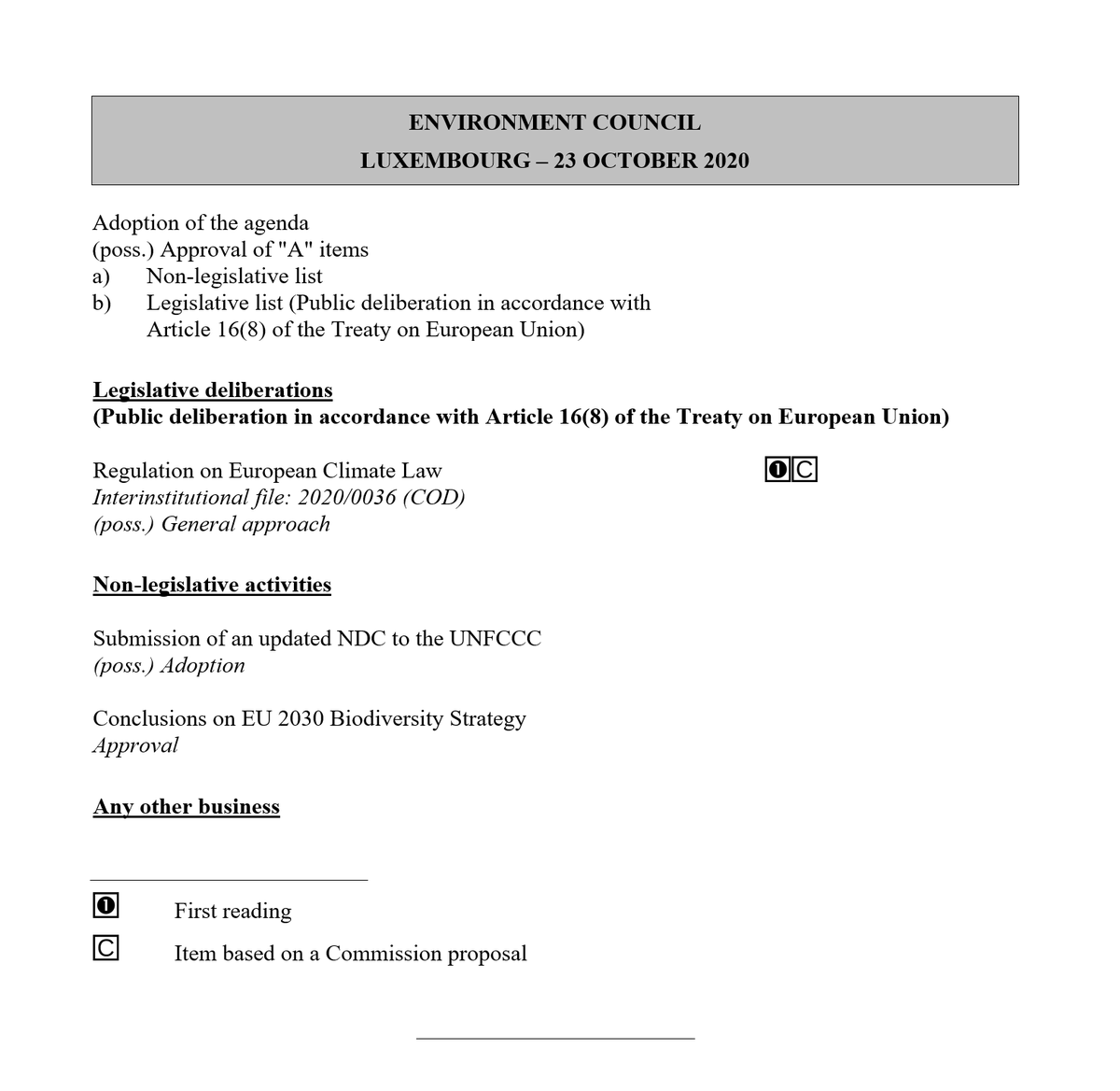 pauschhomble's tweet photo. 📆🔎 Read the _provisional_ agendas of the upcoming #ENVI Council meetings under @EU2020DE Presidency - tentatively scheduled for 23/10 and 17/12 (COVID-19 permitting) 🐗🐠🌍
#EUClimateLaw #EU_NDC #UNFCCC #BiodiversityStrategy #AarhusRegulation #8thEAP #CircularEconomy https://t.co/X9m3M6q1pI