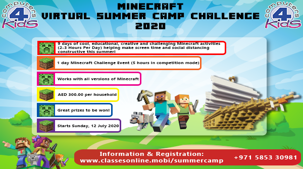 c4kofficial's tweet photo. Minecraft Virtual Summer Camp 2020!
Early bird registration and 2 free activities to try!
10 days of exciting, cool, fun Minecraft activities!
Open to all students!
https://t.co/h9Jbluq05L
#minecraftedu #minecraft #summercamp #homeschool https://t.co/AQZjpZsfg8