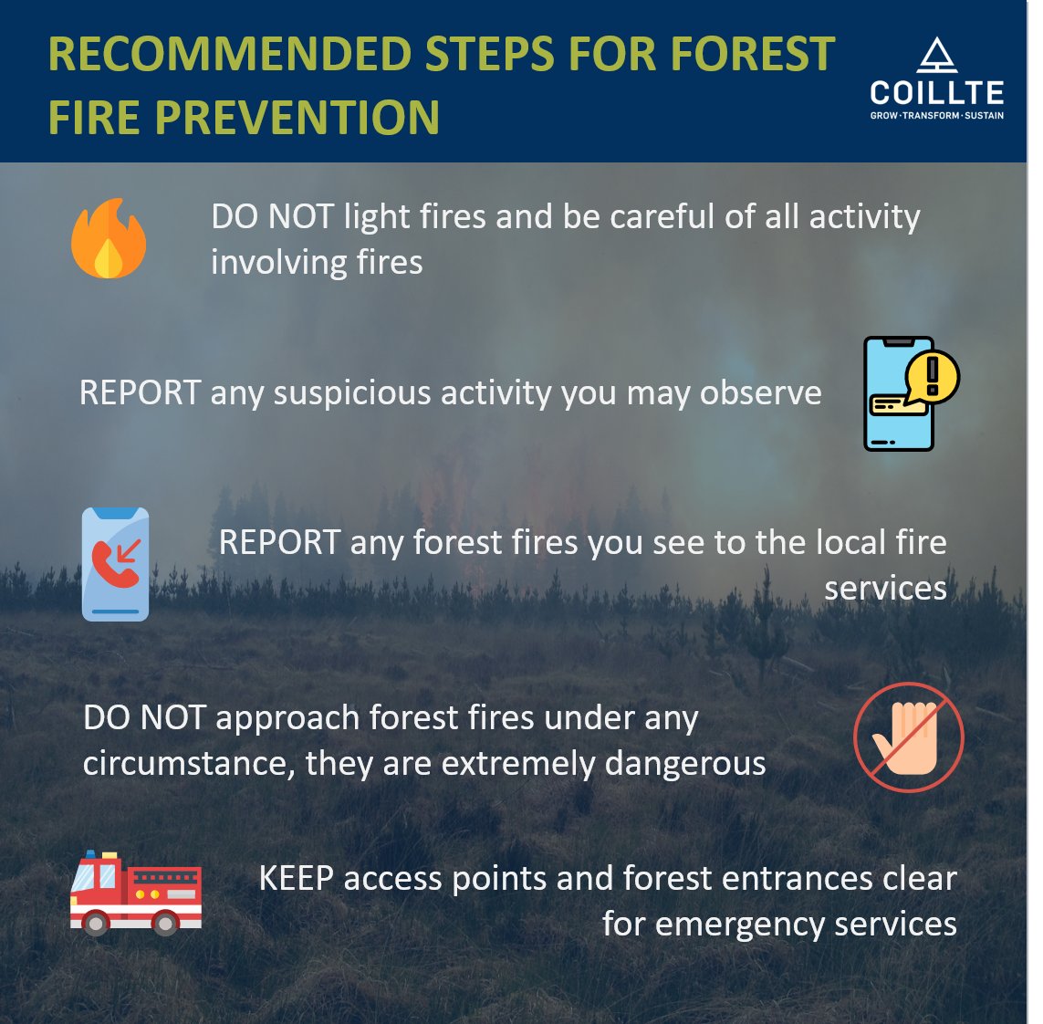 coilltenews's tweet photo. Fires, barbeques and other open ignition sources should be avoided on forest lands &amp; in other wildfire high risk areas. If outdoors please be vigilant, and if you see any wildfires please report them to the emergency services. #BeFireSafetyAware https://t.co/Lq3jG35f8o
