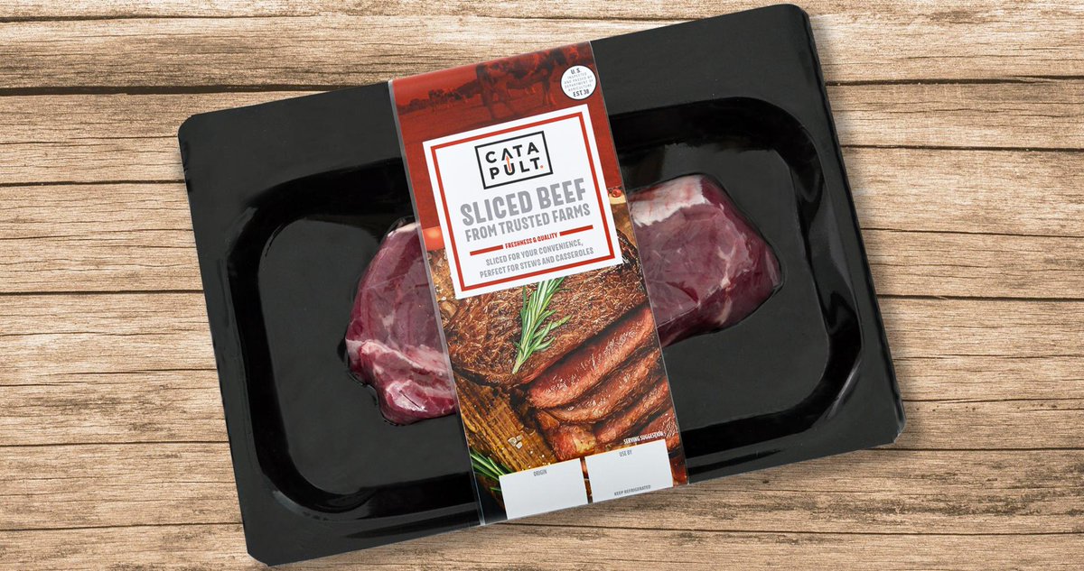 catapultprint's tweet photo. Linerless labels are not only increasing in popularity across the meat and seafood sectors, but also across convenience and ready meals. It is a great way to enlarge the visual ‘real estate’ on your packaging whilst reducing waste and helping the environment. https://t.co/LlxQlot7rh