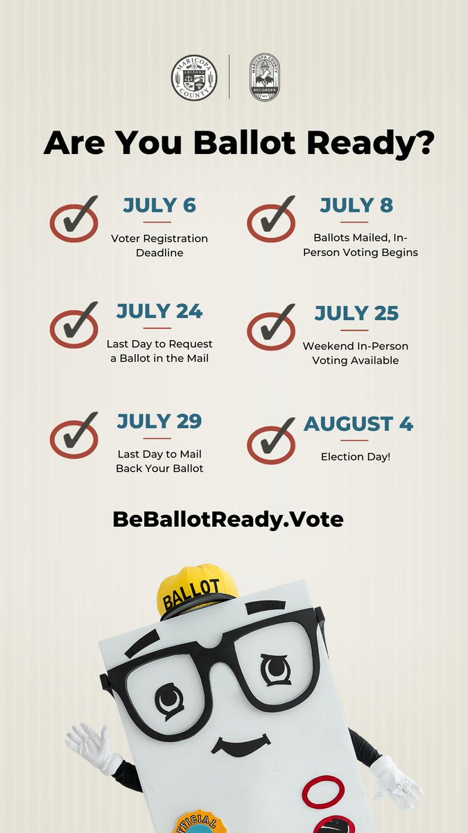 RecordersOffice's tweet photo. Make sure you are ready for the August Primary! Download this cell phone wall paper and let Phil the Ballot remind you of important election deadlines! #BeBallotReady 📱🗳️ https://t.co/FHv2ZlFEi9