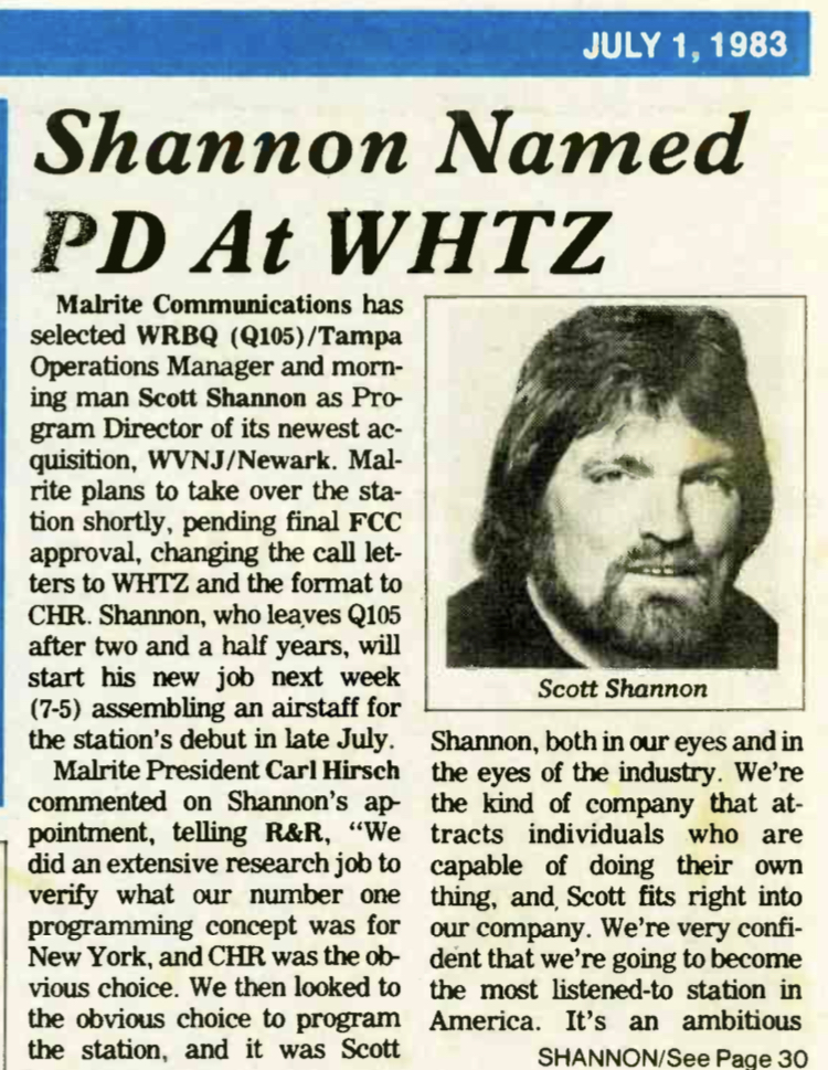 RadioRewinder's tweet photo. #RadioHistory #RadioLegend Scott Shannon. #WVNJ #WHTZ #NewYorkRadio 1983. https://t.co/AHK9l20npl