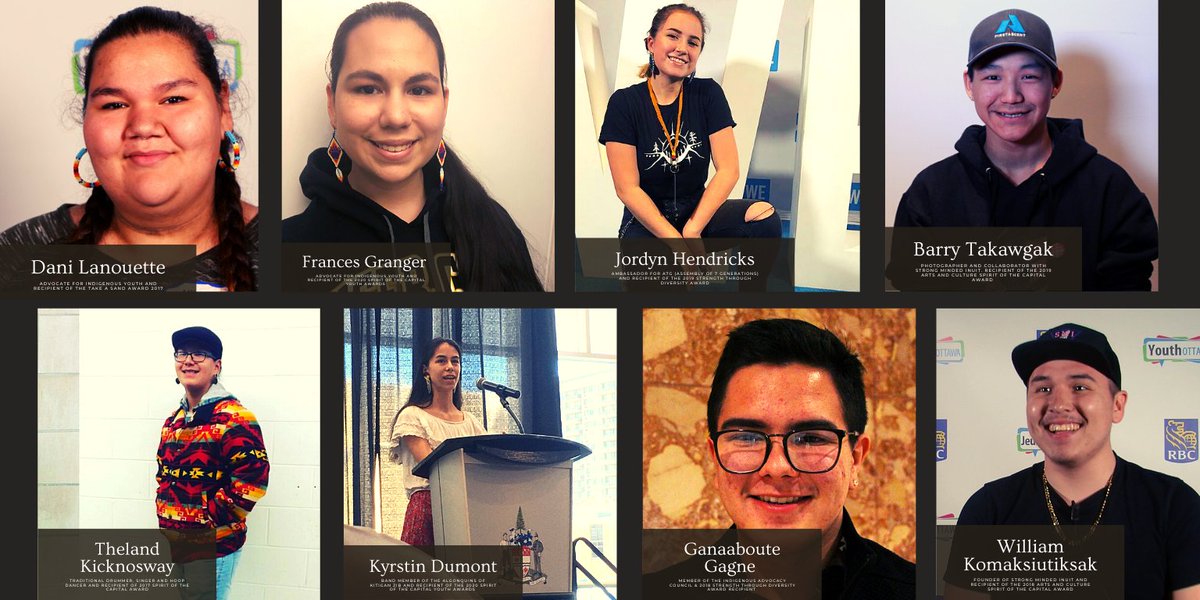 Youth_Ottawa's tweet photo. Today we celebrate the Indigenous peoples whose land remains unceded and where we do our work at @Youth_Ottawa. 

Here are some amazing Inuit, First Nations &amp; Métis youth we wanted to highlight, many of which were recipients of the RBC Spirit of the Capital Awards. https://t.co/scR5u2Dhmj