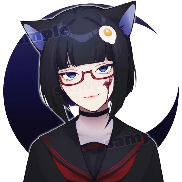 アイコン描かせて頂きました。黒髪美少女はやはり最高。目玉焼きアクセも可愛いです。#SKIMA #コミッション  