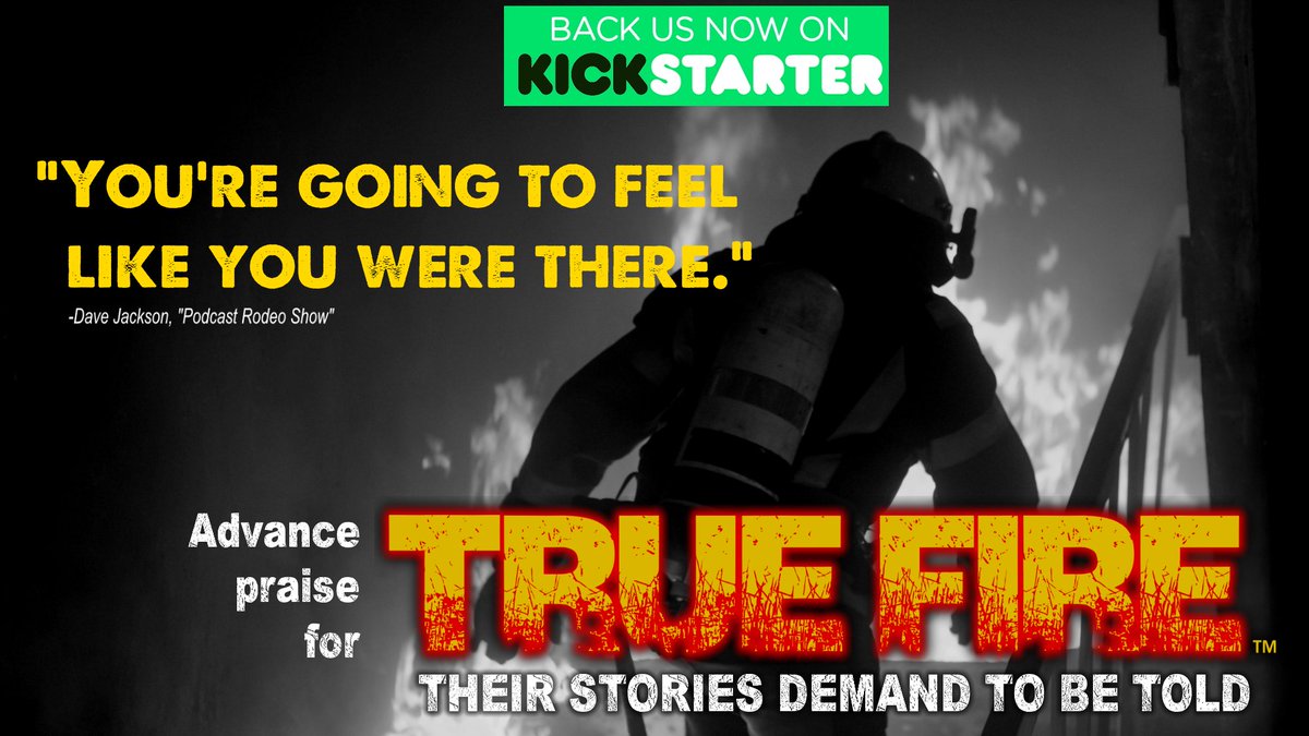 FirePodcaster's tweet photo. The latest review of the pilot of the True Fire podcast is in! Time is running out to fund production of this important podcast. Please contribute to the Kickstarter fund TODAY! Just go to https://t.co/8kwgJA1fHE and make it happen. #podcast #firefighters https://t.co/cKYD0DnLaj