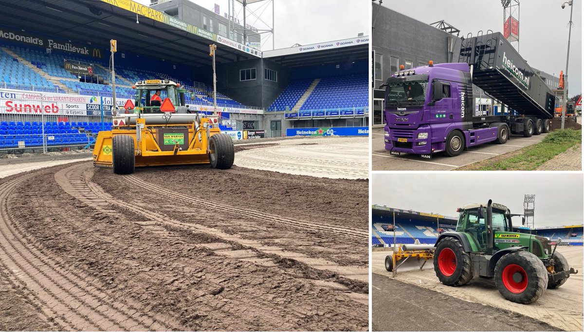Vanmorgen is Heicom begonnen met het leveren van de voedingsgrond voor <a href="/PECZwolle/">PEC Zwolle</a>. Het voedingsdeel is een aanvulling op de bestaande zandopbouw. Dit zorgt samen, zowel chemisch als fysisch, voor een juiste basis voor de nieuwe natuurgrasmat. #pectograss @GreenFields <a href="/Van_Werven/">Van Werven</a>