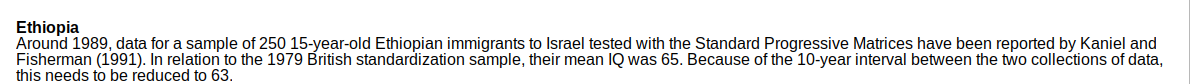 250 Ethiopians, all 15 years old, all immigrants to Israel represent the totality of the 70,000,000 Ethiopians of 2002, and the populations of a few neighboring countries.
