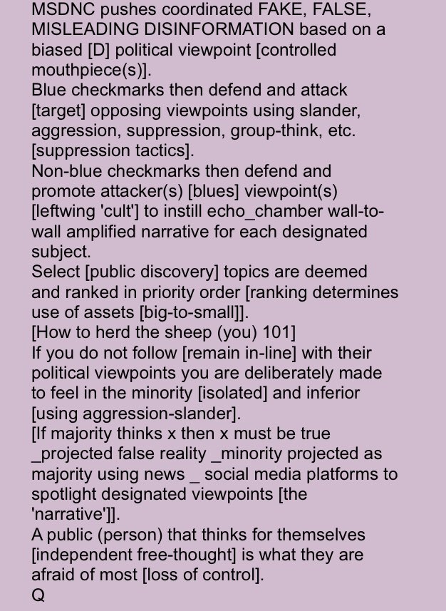 Q 455310:00:01 EST How do you demonstrate 'reasonable cause' to regulate and/or break up BIG TECH?What is the common theme/tactic of the LEFT?Define 'Fascism'. Forcible suppression of opposition?Define 'Censorship'.The institution, system, or practice of censoring?(Cont)