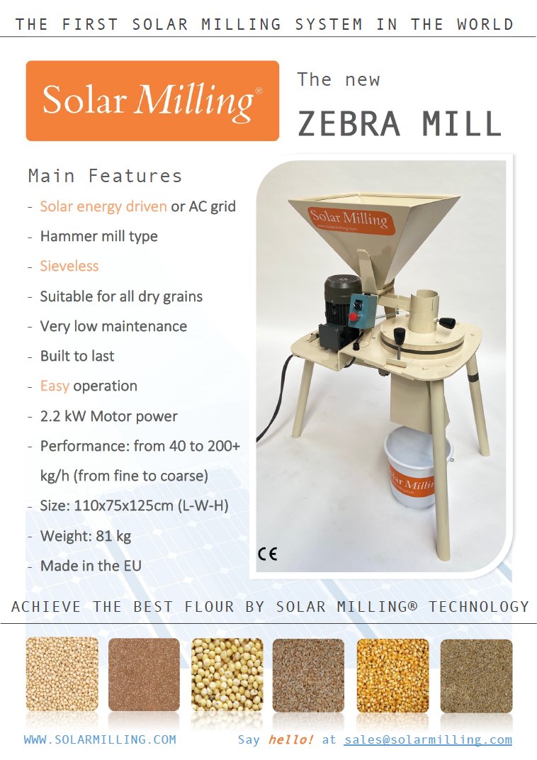 SolarMilling's tweet image. Our newly born Zebra mill, an upgraded machine, more power and more production. 100% solar energy driven. Actually a serendipity adventure.