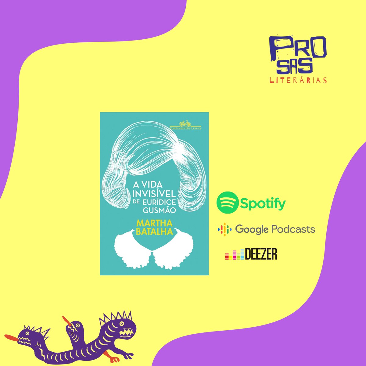 Podliterarias's tweet photo. Voltamos, pra anunciar esse EP massa. A vida invisível de Eurídice Gusmão é um livro incrível, daqueles de deixar ressaca. 
#mulherespodcasters https://t.co/ieqh1FYwcd