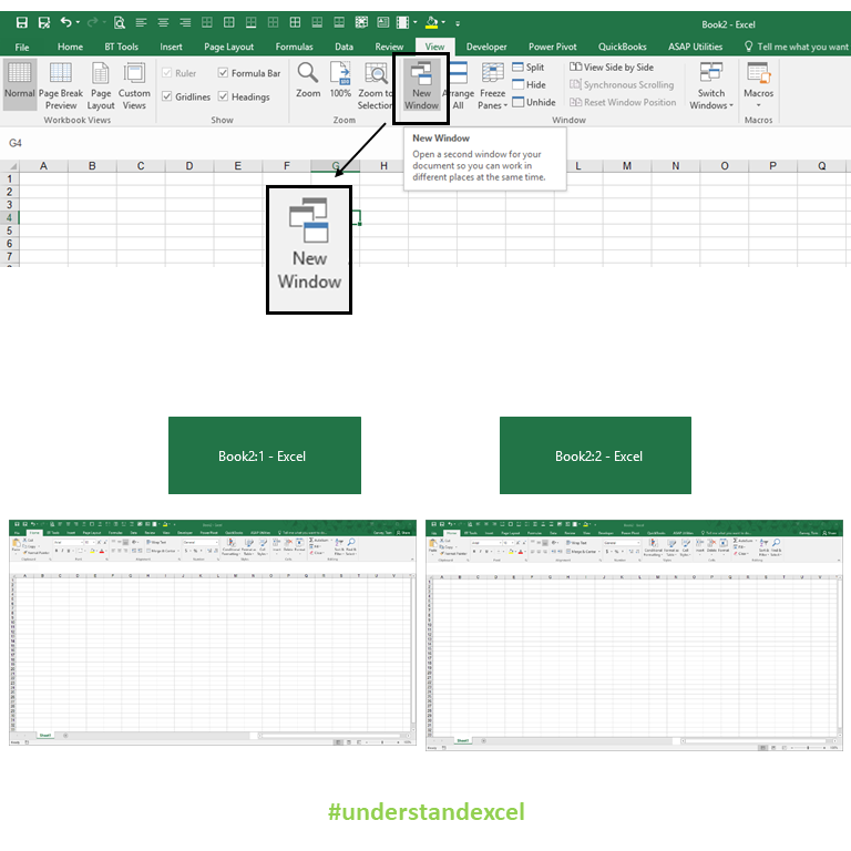 TomGarvey14's tweet photo. Working on two screens in Excel can really speed up your workflow.  Try creating a second instance of your workbook and see how more efficient you can become! https://t.co/G4PNYNJX9m