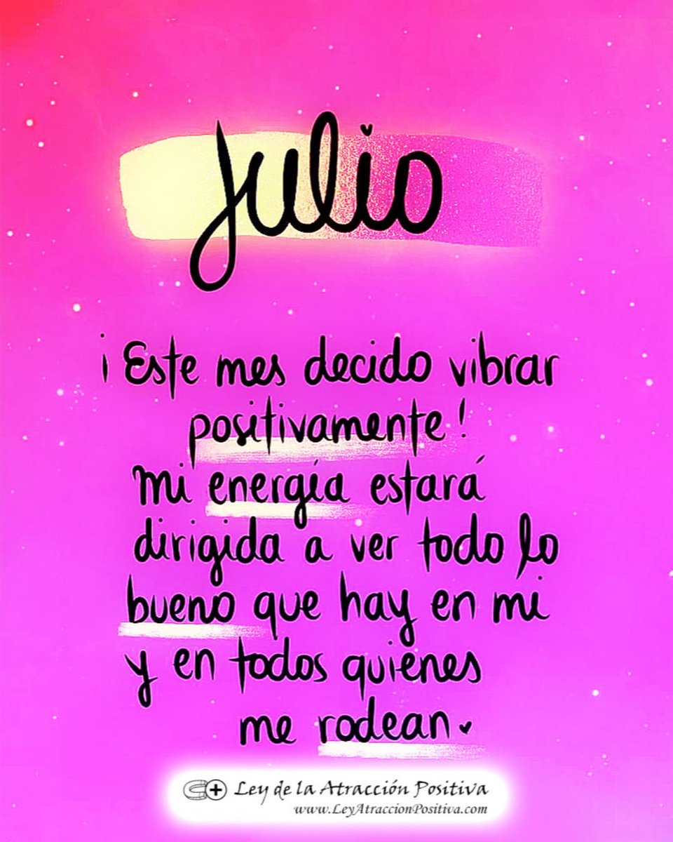 LeyAtraccionPos's tweet photo. ¡¡¡BIENVENIDO JULIO!!!
¡Gracias Junio por todo lo que me regalaste y Gracias, gracias, gracias Julio por todo lo que vendrá!

#LeyAtraccionPositiva https://t.co/GI60WM8hxt