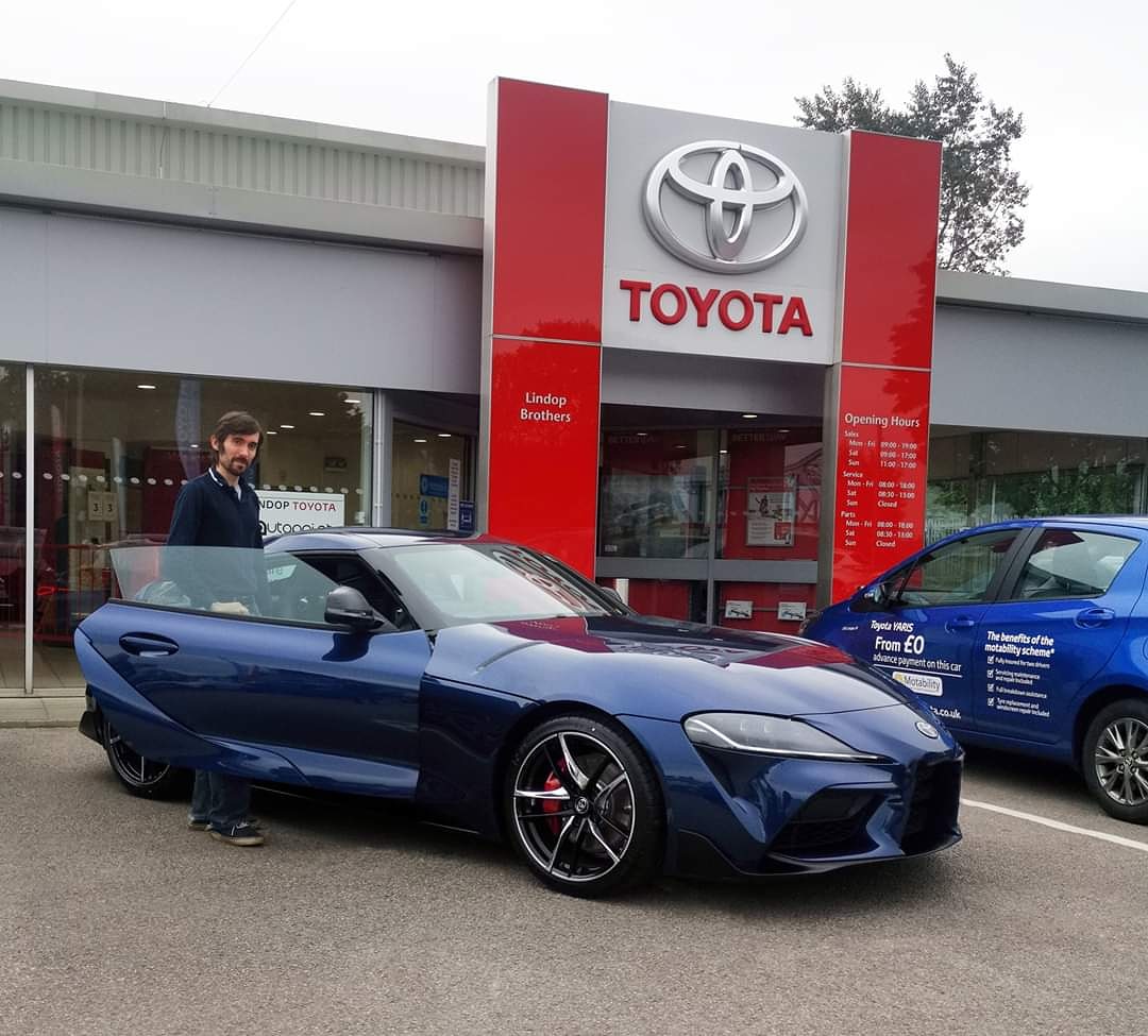 LindopToyota's tweet photo. Congratulations, to Alex Townley, on the purchase of your brand new Toyota GR Supra.
What a stunning car! We hope that you enjoy many miles of happy motoring and look forward to welcoming you back to Lindop Toyota.
#Toyota #Supra #Queensferry #newcar #20plate #newreg https://t.co/MG0auR5Gpp