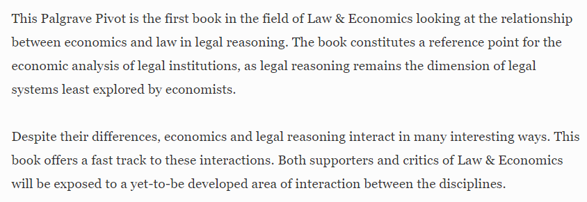 espositofabriz's tweet photo. BOOK ALERT: Economics in Legal Reasoning, co-edited with @PeterCserne , is out as an e-Book. https://t.co/oDv1d2x0zu 
Print version can be pre-ordered.
@Palgrave is happy to provide review copies. Just saying... https://t.co/jZN73UguqO