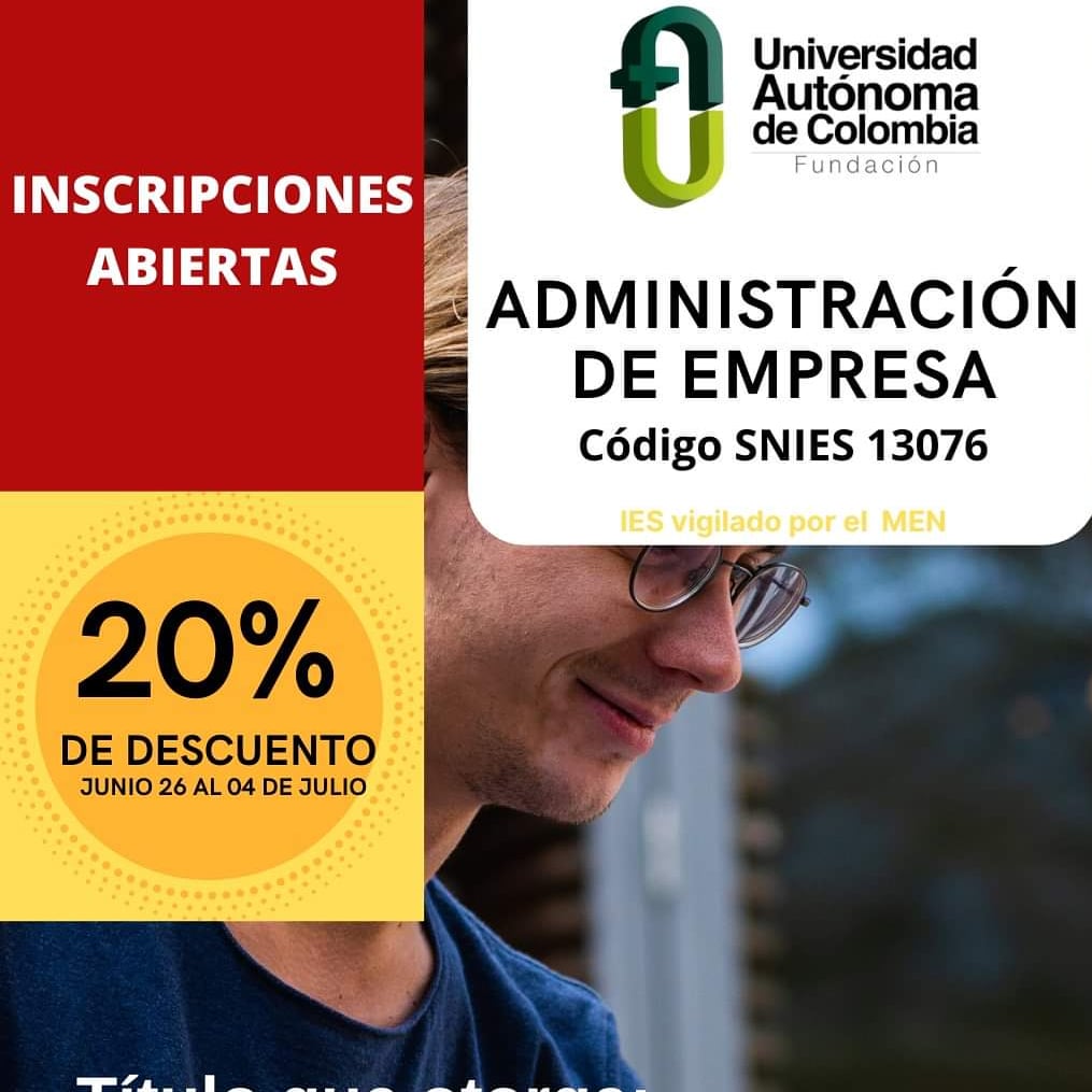 Uautonoma_Col's tweet photo. ¡Inscripciones abiertas en los programas de la Facultad de Ciencias Económicas Administrativas y Contables!
Anímate a ser parte de la FUAC
👇
https://t.co/ZkmQHoMpfM

#SomosAutónomos #yoquierolafuac https://t.co/HxLKt2wdIP