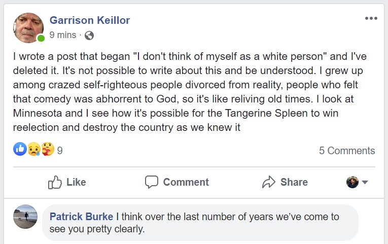 Post deleted, misunderstood by "crazed self-righteous people" who& #39;ll lead to reelection of the "Tangerine Spleen"